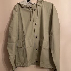 Rains Short Hooded Coat Color Cement Size XL